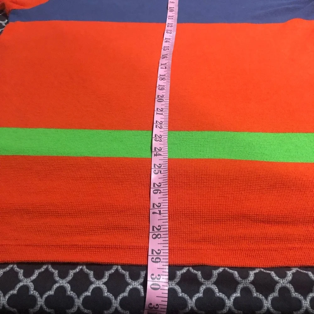 VTG Polo Sport Ralph Lauren Orange Stripe Short Sleeve Sz Large Cotton Y10